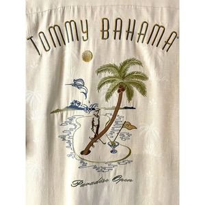 Tommy Bahama Paradise Open Embroidered Button Down Camp Shirt Large